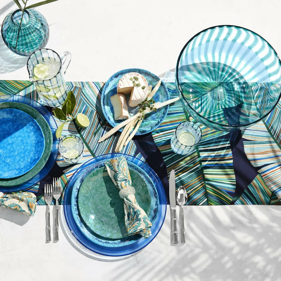 Drip Reactive Outdoor Melamine Dinner Plates - Blue - Image 5