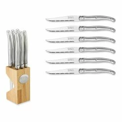 Laguiole Jean Dubost 6-Piece Steak Knife Block Set - Stainless-Steel