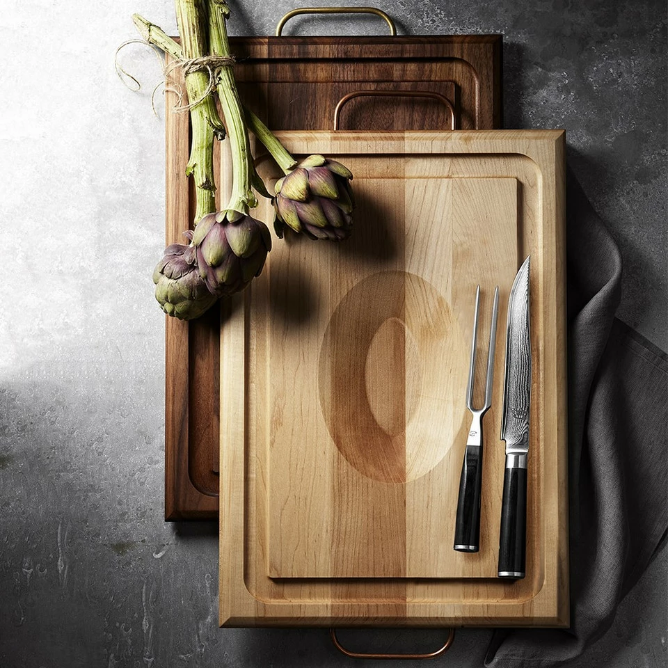 J.K Adams Handled Carving Board, Walnut with Brass Handles - Image 3