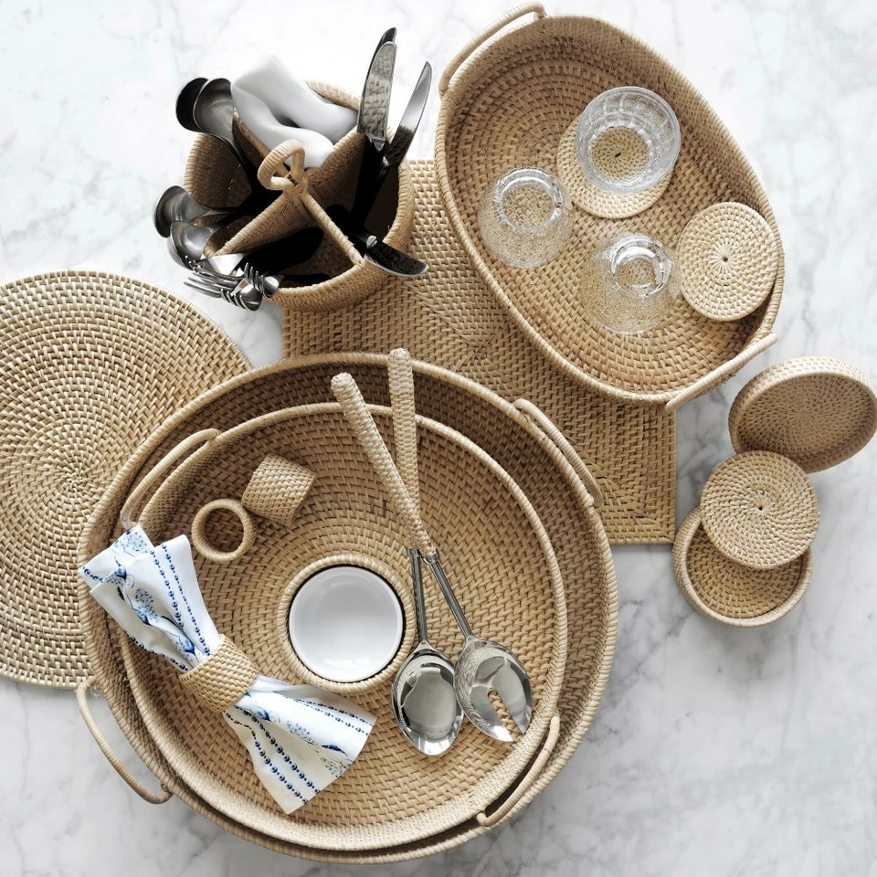 Light Woven Coasters, Set of 6 - Image 3