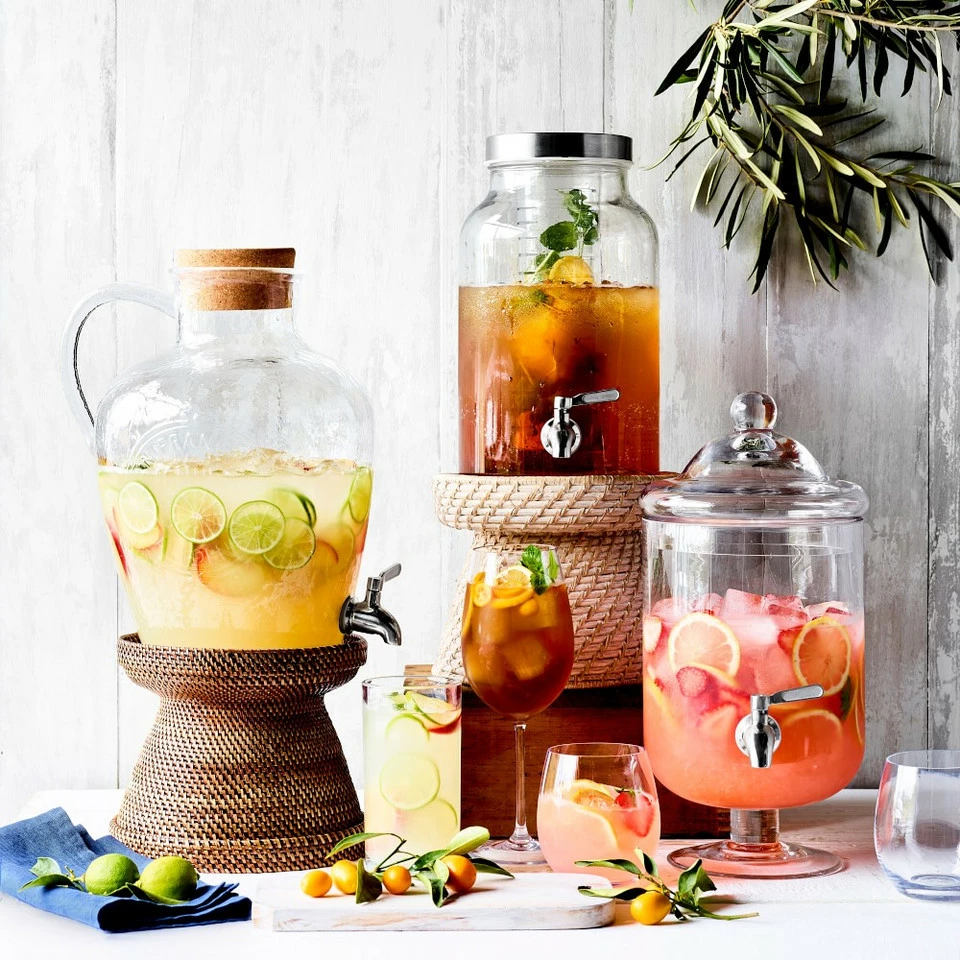 Short Footed Glass Beverage Dispenser - Image 3