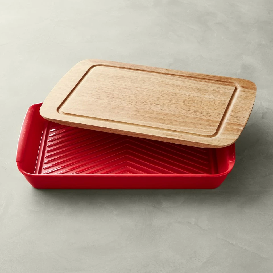 Williams Sonoma Barbecue Prep Marinade Tray with Wood Lid - Image 3