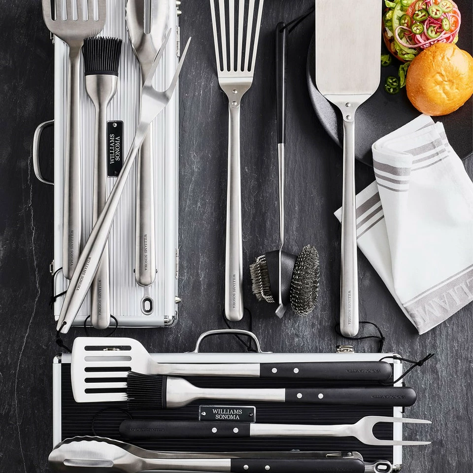 Williams Sonoma Black-Handled 4-Piece Barbecue Tool Set with Storage Case - Image 2