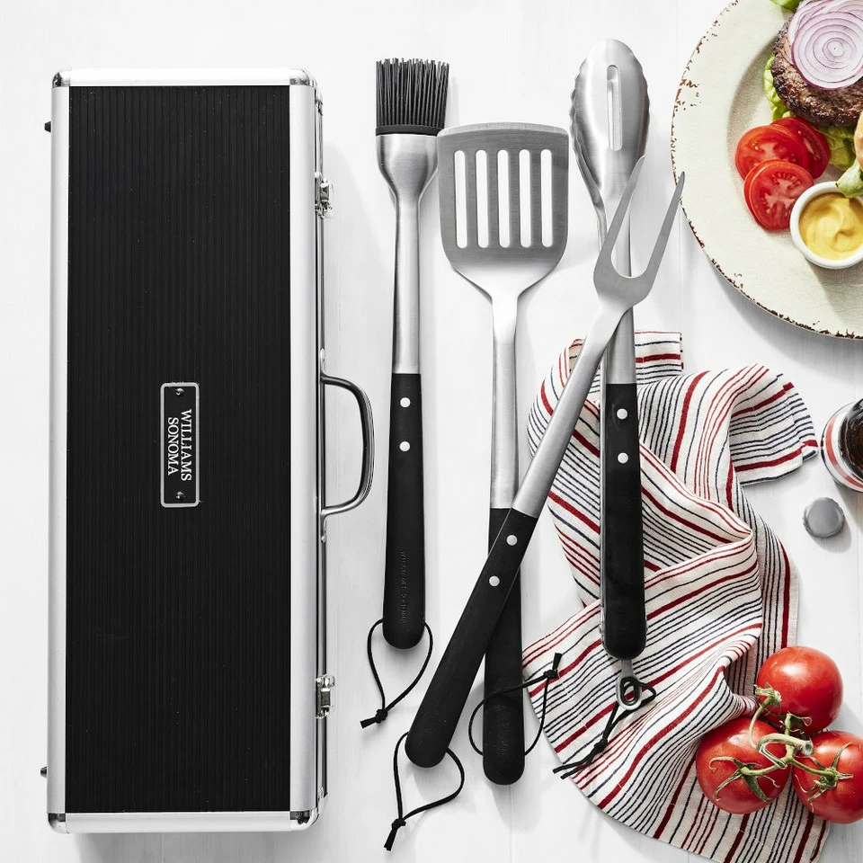 Williams Sonoma Black-Handled 4-Piece Barbecue Tool Set with Storage Case - Image 3